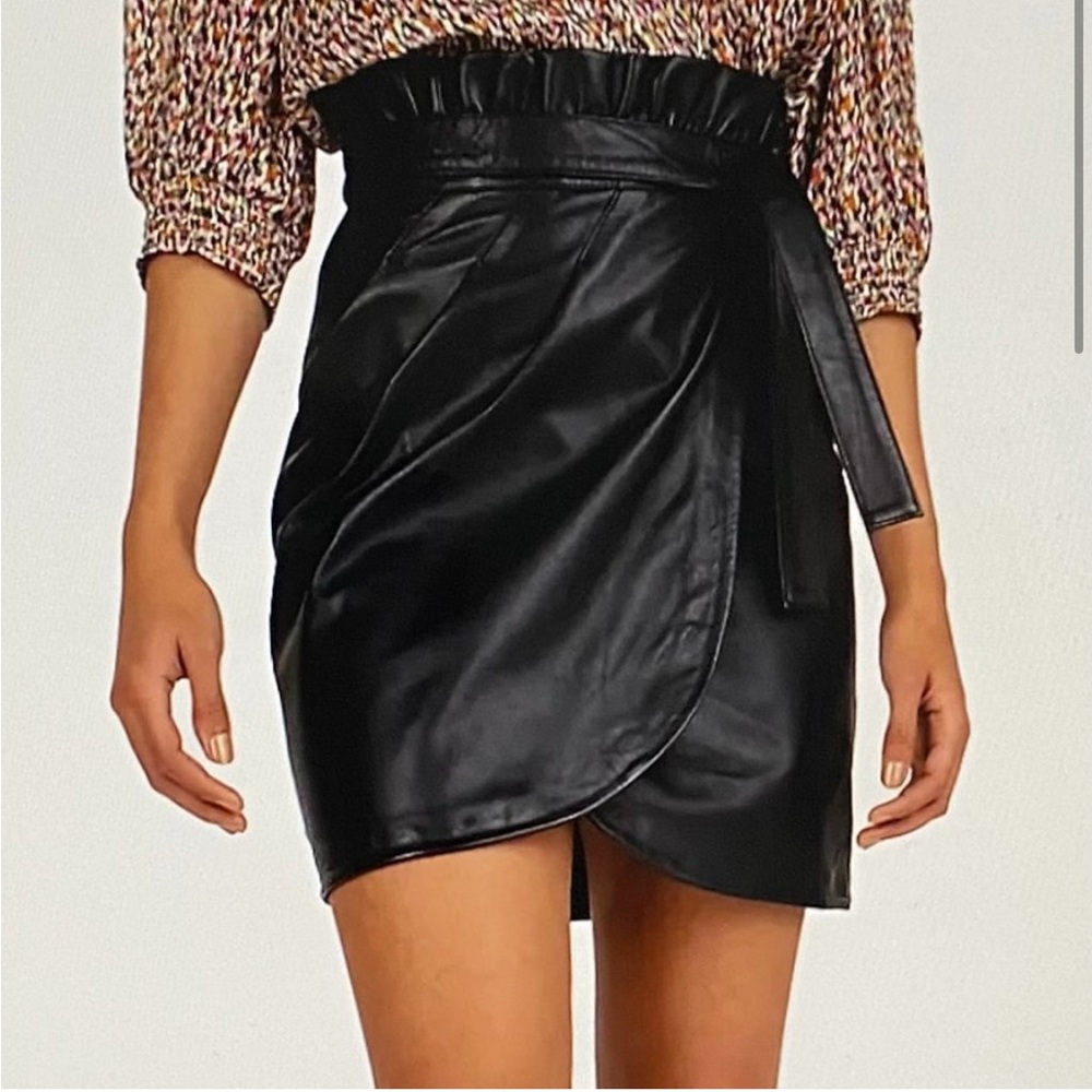 ba&sh Black Leather Mini Skirt